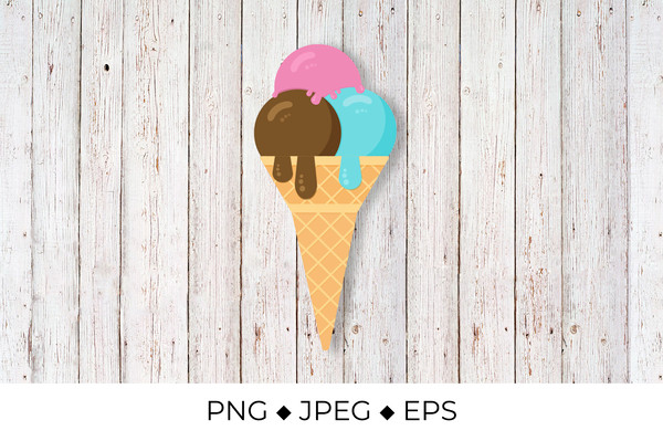 Colorful Ice Cream In Waffle Cone, Colorful Ice Cream, In Waffle Cone, Cream  PNG Transparent Image and Clipart for Free Download