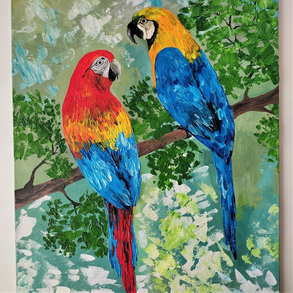 Hand-drawn-two-macaw-parrot-birds-are-sitting-on-a-tree-branch-by-acrylic-paints-10.jpg