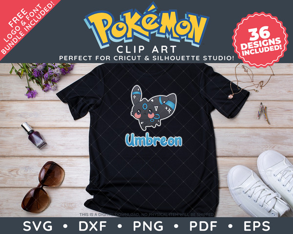 Pokemon Clip Art SVG DXF PNG PDF - Kawaii Eeveelution Illust