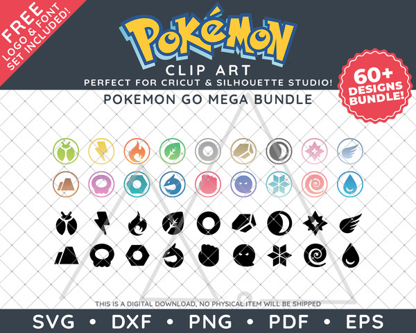 Pokemon Clip Art SVG DXF PNG PDF - Kawaii Eeveelution Illust - Inspire  Uplift