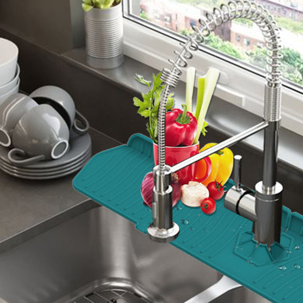 Kitchen Sink Splash Guard, Silicone Faucet Handle, Drip Tray, Kitchen Sink  Absorbent Mat, Sink Mat For Bathroom, Rv, Kitchen Sink Accessories (black)