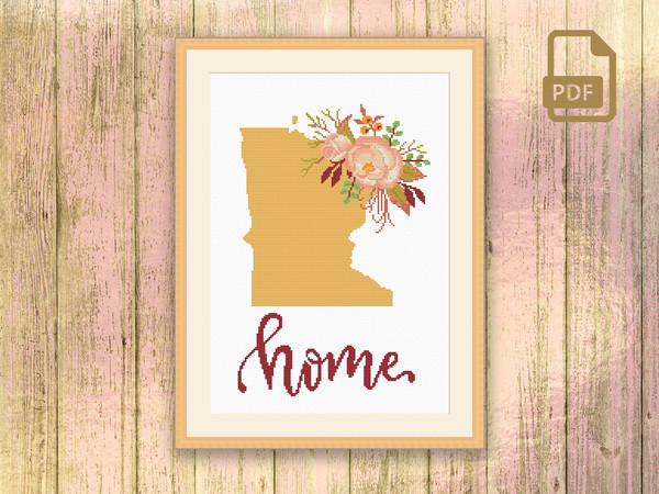 Minnesota Cross Stitch Pattern, State of Minnesota Cross Stitch Pattern, Map USA Cross Stitch Pattern #mp_001