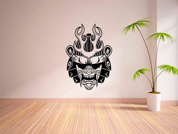 Mask Mengu Sticker Traditional Samurai Warrior Wall Sticker Vinyl Decal Mural Art Decor