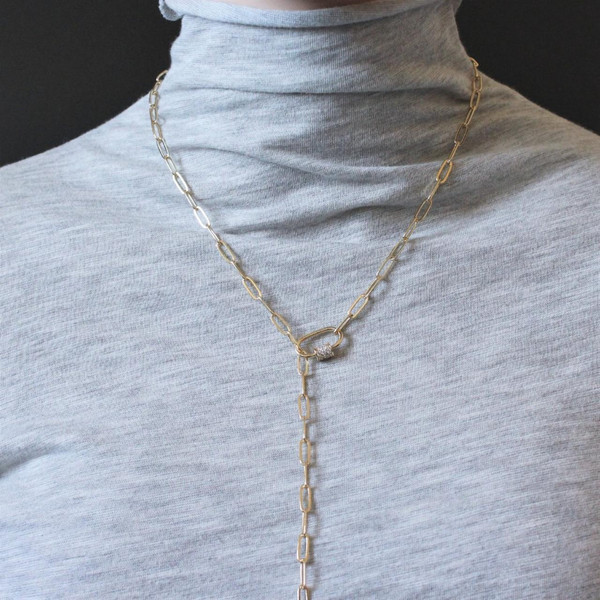 Gold Lariat Necklace Y Lariat Necklace Chunky Link Necklace 