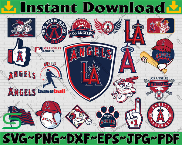 Bundle 20 Files Los Angeles Angels Baseball Team SVG ,Los An