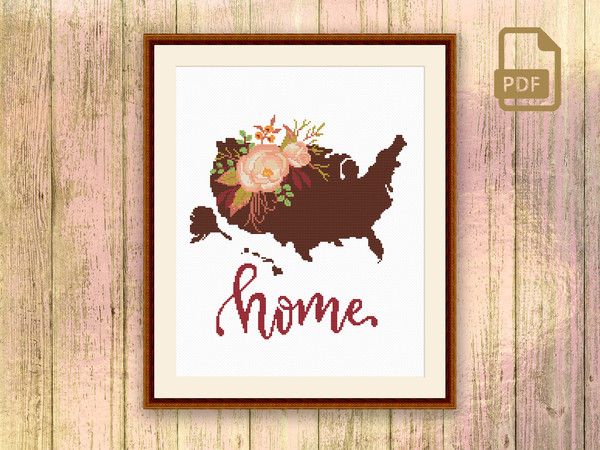 United States Cross Stitch Pattern, Country Cross Stitch Pattern, Map Cross Stitch Pattern, United States Pattern, Download Map Pattern #mp_008