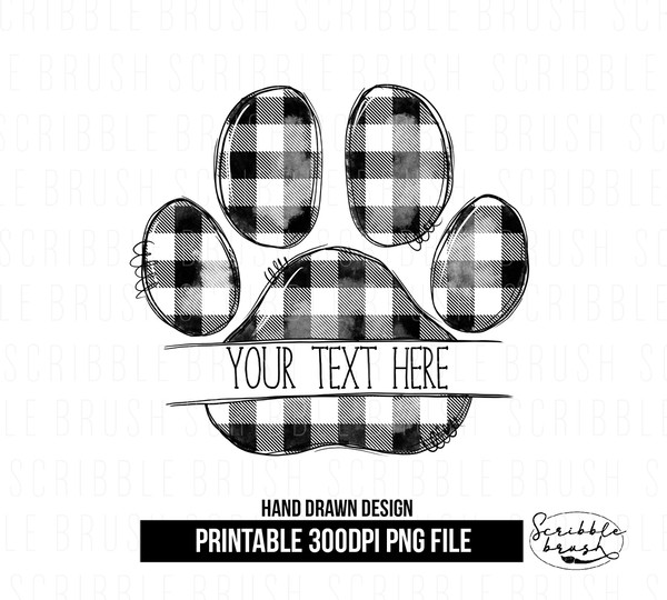 Split Plaid Dog Paw Print Sublimation PNG.jpg