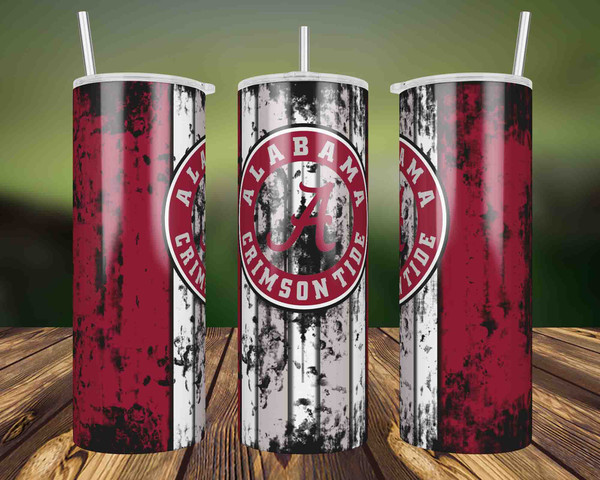 Alabama Crimson Tide Grunge Tumbler Wrap, 20oz Skinny Tumble