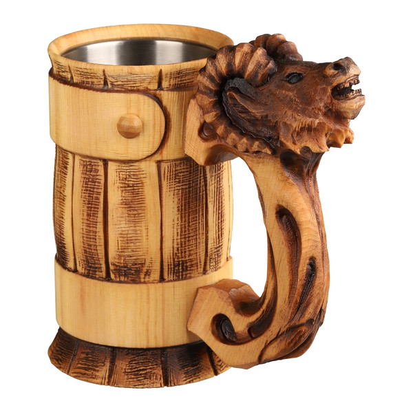 Coffee Mug, Stainless Steel Viking Warrior Skull Beer Mugs Resin