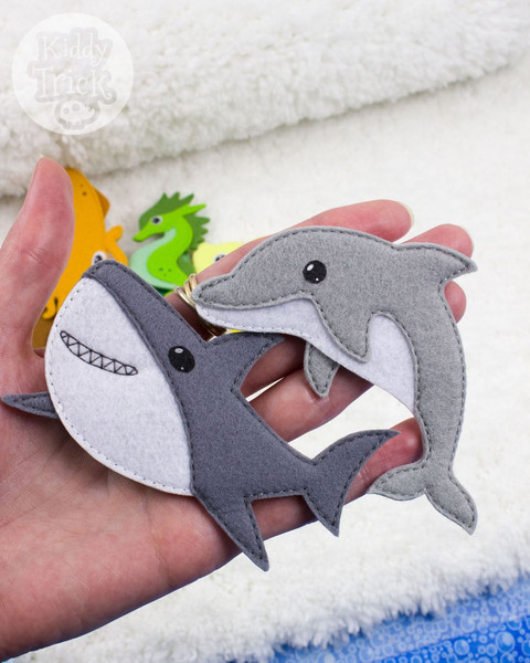 felt shark - felt dolphin