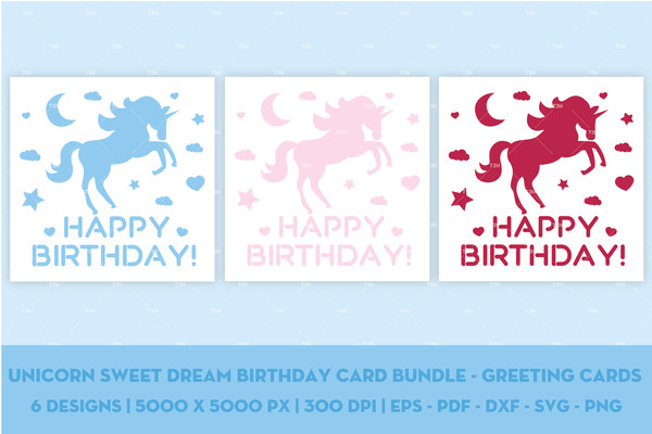 Unicorn sweet dream birthday card bundle - Greeting cards cover 3.jpg