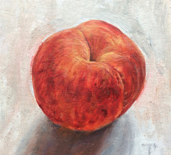 "Peach" oil small painting fruit stilllife original wall art picture artwork