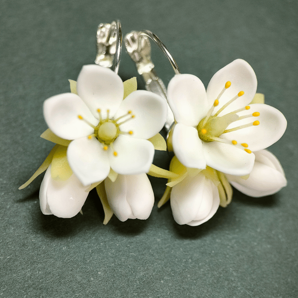 Floral earrings Close-up From above