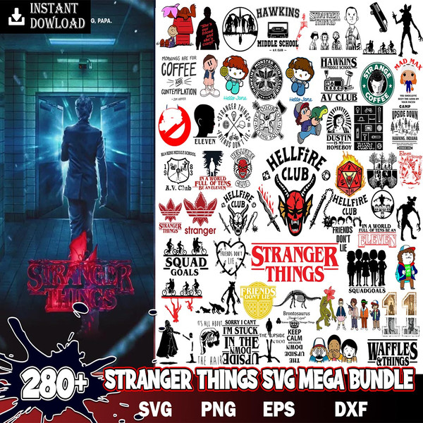280 Stranger Things svg dxf eps png, Mega bundle Stranger Things svg, for Cricut, Silhouette,digital , Instant Download.jpg