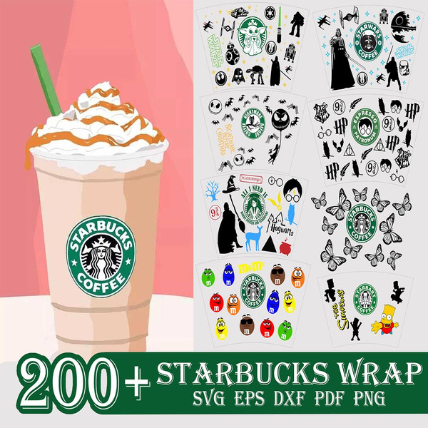 200 Starbucks Wrap SVG, starbuck svg, png, eps, dxf, Instant download.jpg