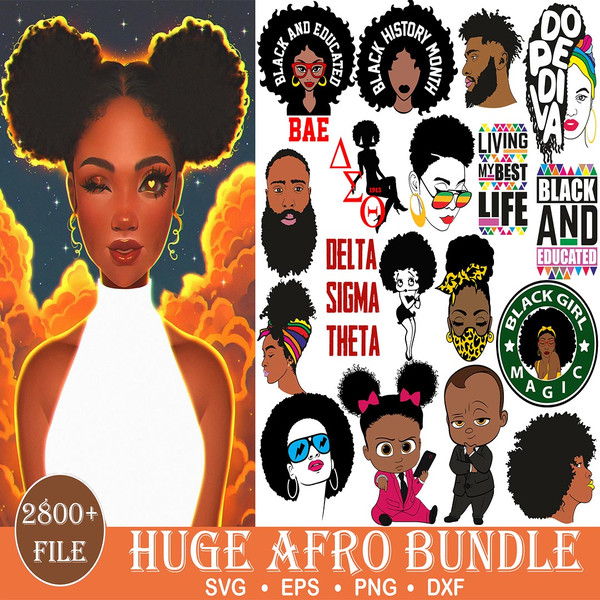 2800 Afro Woman Big Bundles, Afro woman, svg, svg files, digital cut file, Silhouette, Cameo, Cricut, black woman.jpg
