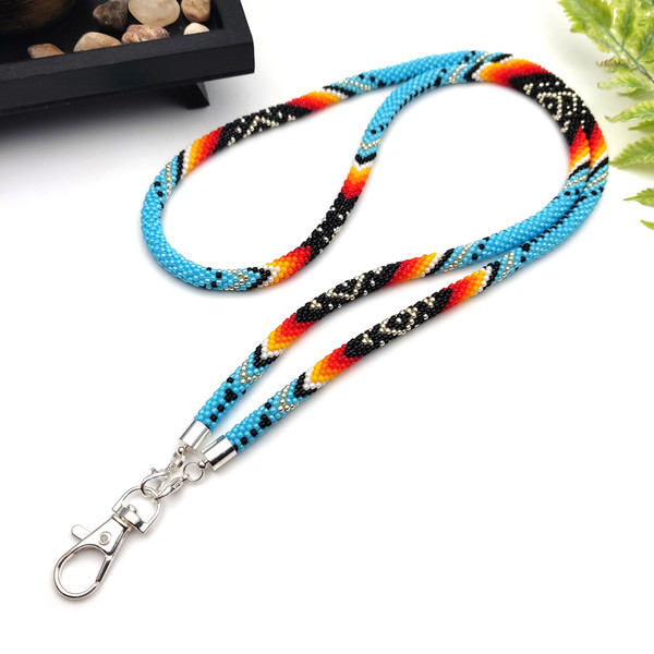 Teacher Lanyard ~ Key Holder, Badge Holder ~ Native American Beaded La –  Blue World Treasures