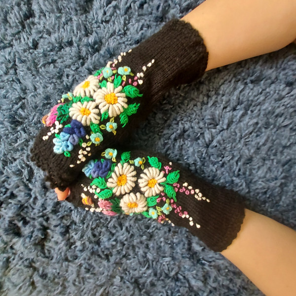 Mittens-With-Embroidery-Hand-Knitted-Embroidered-Fingerless-Gloves-Flowers