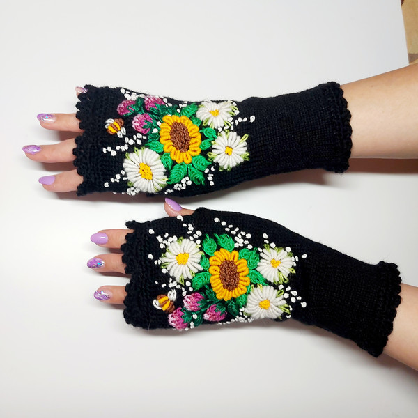 Mittens-With-Embroidery-Hand-Knitted-Embroidered-Fingerless-Gloves-Flowers