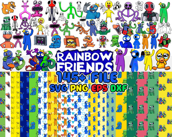 145 Rainbow friends SVG, Rainbow friends PNG, Sublimation, Transfer,  Digital download, Vector illustration