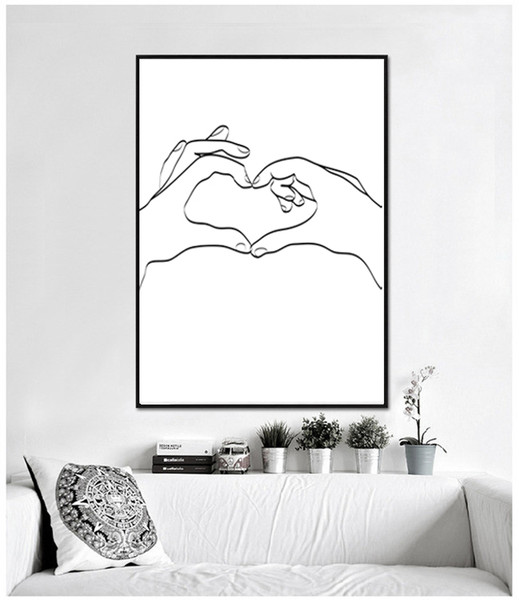 Prints drawn in one line, minimalist poster on the theme of love 1