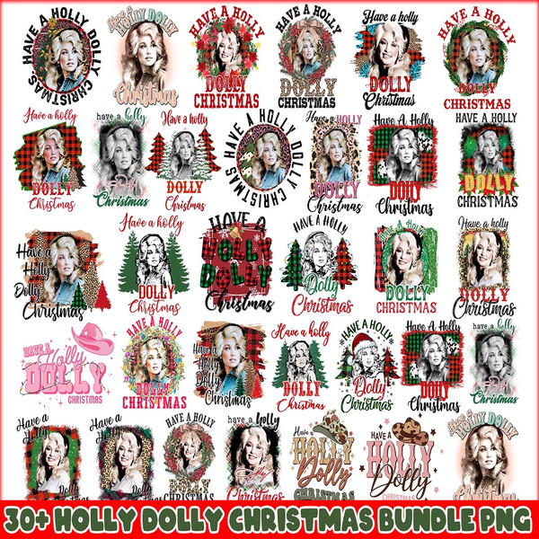 Christmas Holly Dolly PNG Bundle , Have A Holly Dolly Png , Instant Download.jpg