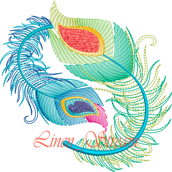 Openwork Feather Embroidery Design - 3 sizes & 8 formats - EmbroStitch