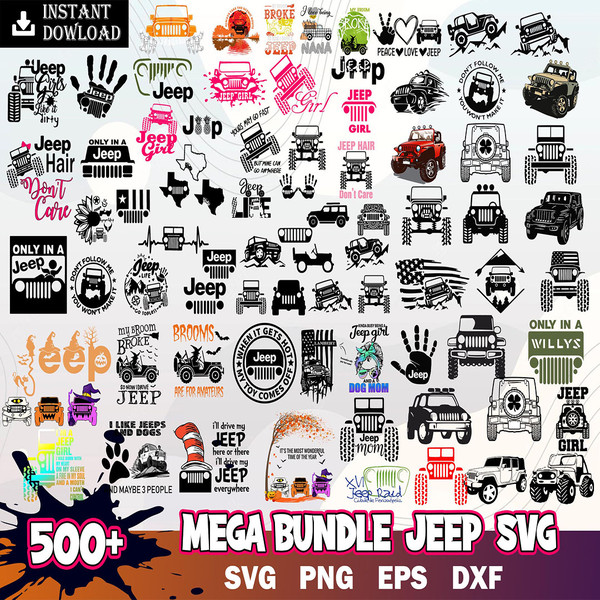 500  Mega Jeep Bundle Svg, Jeep Svg, Vector File, Instant Download.jpg