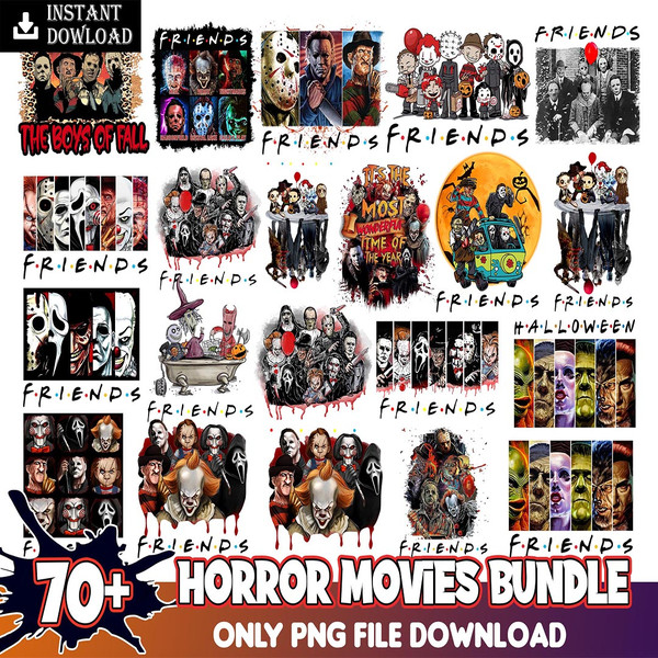 Horror Movies Characters PNG Bundle, Halloween designs for print, Bundle png, Digital download.jpg