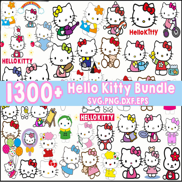 Hello kitty SVG Bundle, Kawaii Kitty Svg Png, Silhouette, Cricut