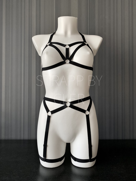 Harness Set NAVI, harness lingerie, harness bra, cage bra, s - Inspire  Uplift