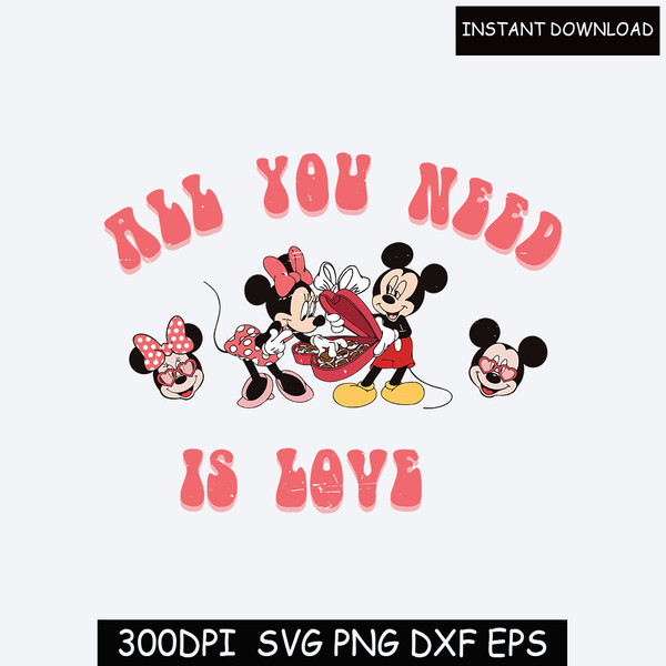 Mickey and Minnie Valentines SVG - Valentines Day SVG, PNG, EPS, DXF.jpg
