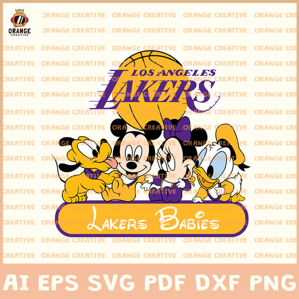 NBA Mickey Babies Los Angeles Lakers SVG, Disney svg, NBA SV