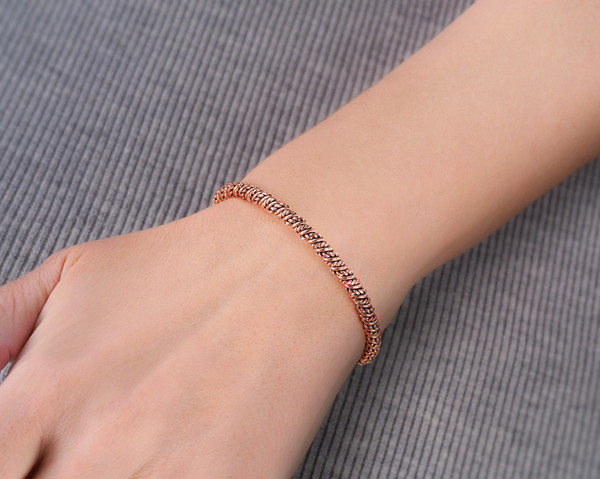 narrow pure copper wire wrapped bracelet bangle handmade jewelry (6).jpeg