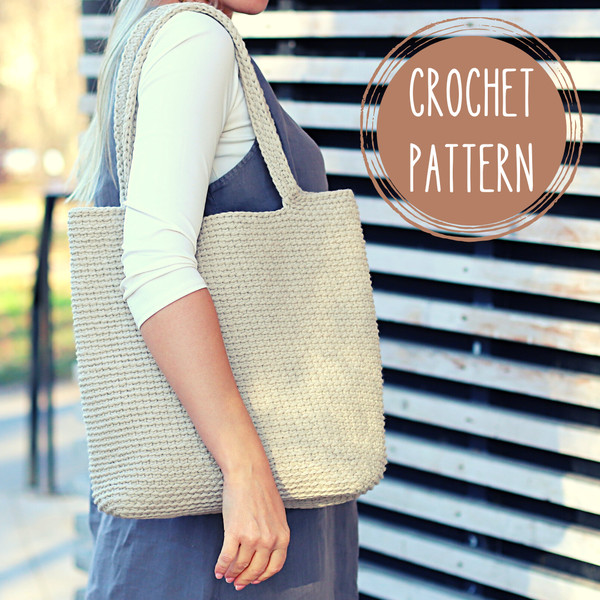 Crochet Tote Bag Pattern, Crochet bag DIY, Beach bag, Market - Inspire ...