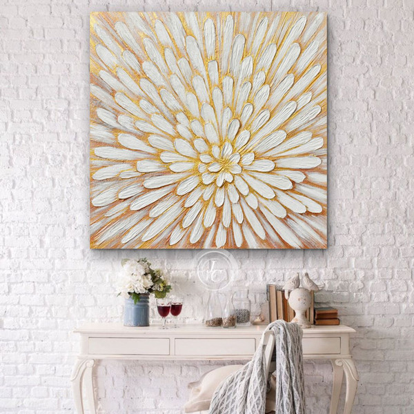 large-floral-wall-art-original-painting-abstract-textured-art-golden-home-decor