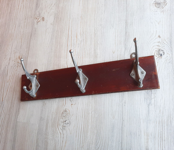 old coat rack wall hanger hooks vintage