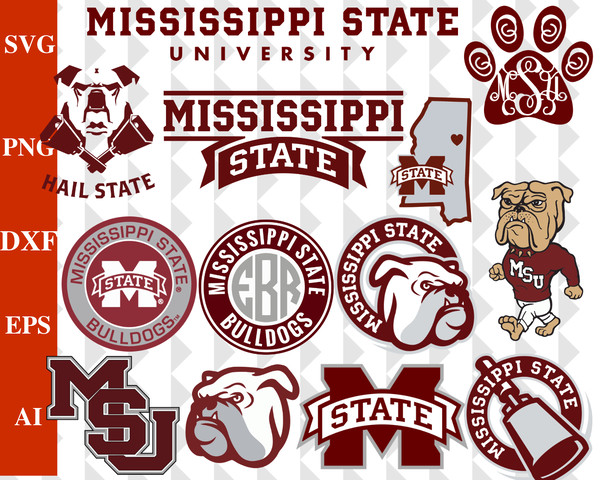 Svg Bundle Layered Item, Clipart Files, Cricut files, Digital Vector Cut File, Mississippi State Bulldogs svg.png