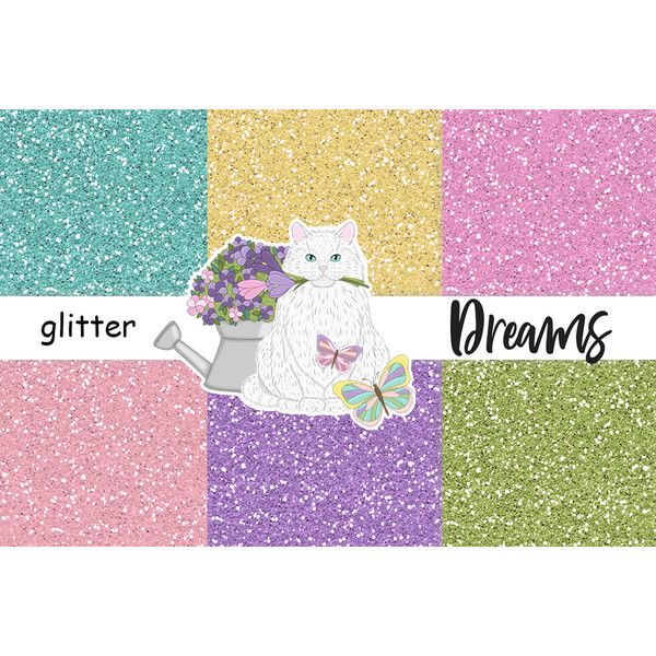 Bright spring sparkle digital glitters for crafting, planner stickers and Easter invitations. Pastel textures in turquoise, yellow, purple, pink and green color