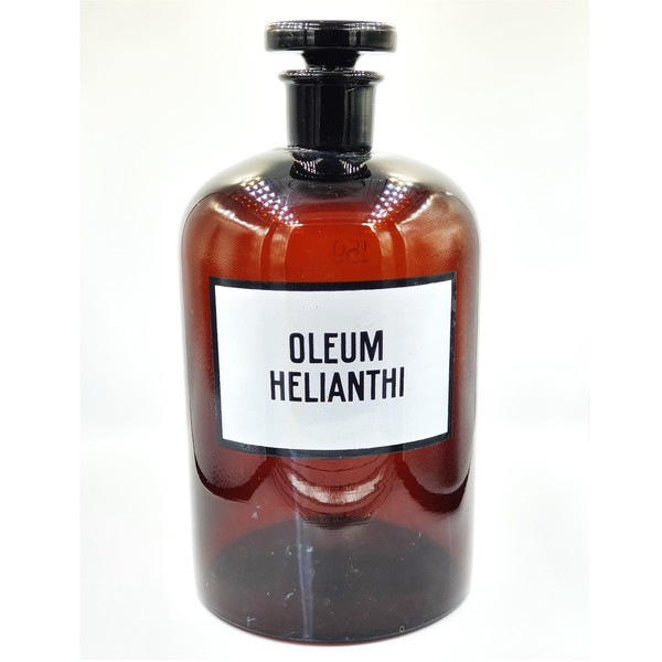 1 Vintage pharmacy glass bottle OLEUM HELIANTHI chemical glass.jpg