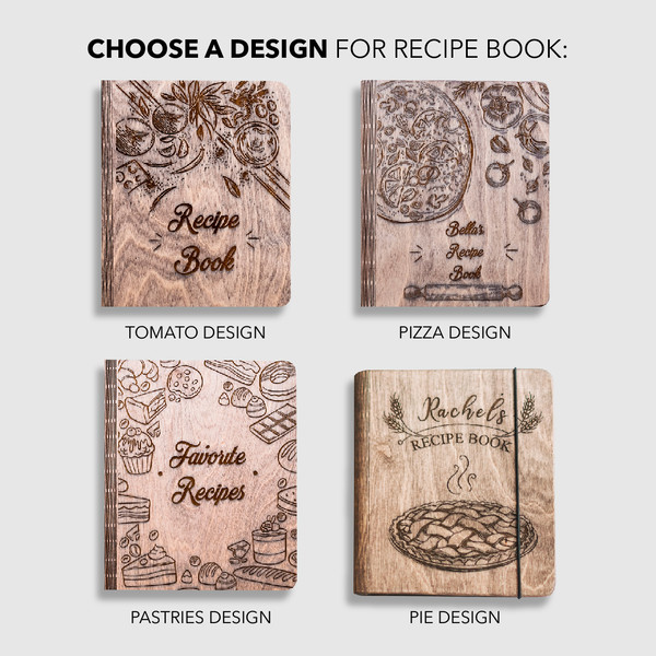 Personalize Recipe Book, Wood Cookbook, Wooden Recipe Book - Inspire Uplift