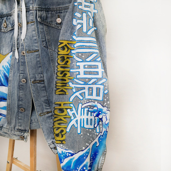 Designer- art- Katsushiki- Hokusai- Hand- painted- unisex -Denim -jacket- fabric- painted- denim- jacket- custom- jean- jacket 4.jpg