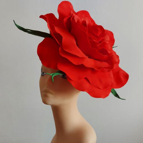 Big red rose Fascinators Kentucky derby hat.jpeg