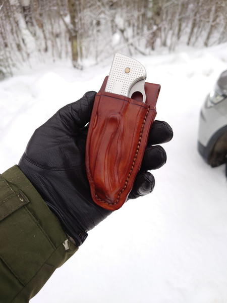 Hand Made Saddle Leather Knife Sheath, Vertical Knife Sheath