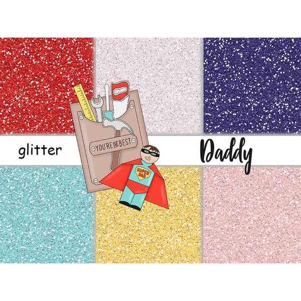 Bright father's day digital paper bundles and sparkle digital glitters for crafting, stickers and planner. Bright glitters of red, pink, dark blue, sapphire, bl