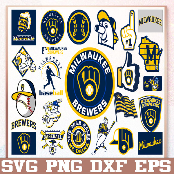 Milwaukee Brewers Mlb Svg Cut Files Baseball Clipart Bundle