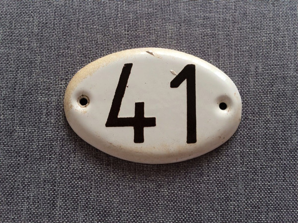 41 door number sign vintage apartment