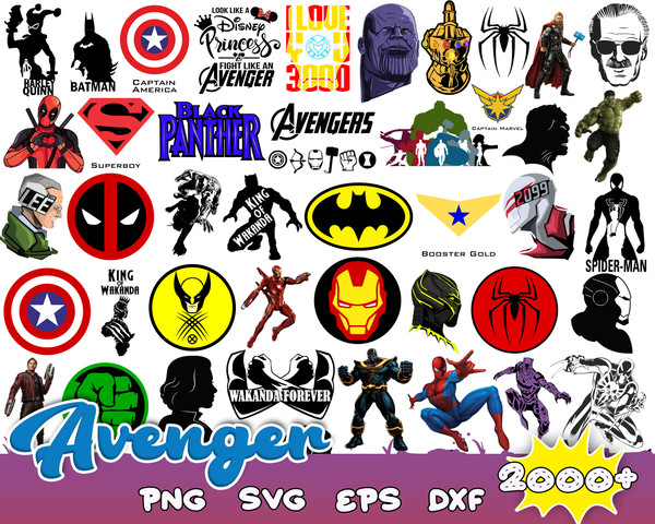 2000 Avengers Svg Bundle, Avengers Svg, Cricut, Cut Files, Layered Digital Vector File, Layered Files.jpg