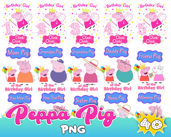 Peppa Pig Birthday Girl Family Bundle images for Print and Sublimation.jpg