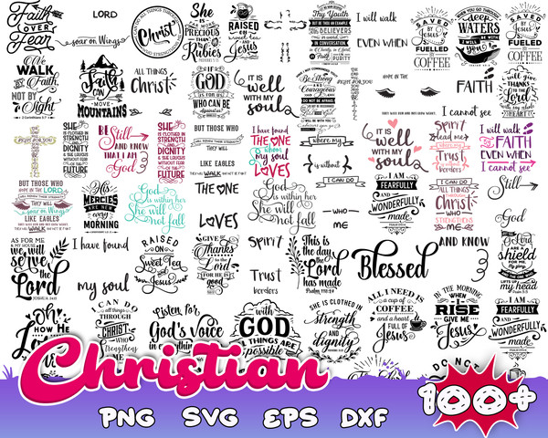100 Christian Svg, Christian Svg Bundle, Faith Svg, Religious Svg, Bible Verse Svg, God, Jesus, Scripture, Svg Files for Cricut, Cut files.jpg